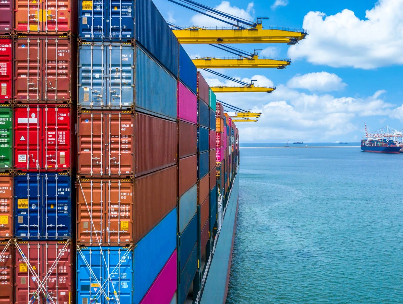 Container ship at port